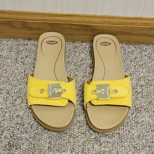 Dr Scholls Originalist Yellow Slide Sandals 6.5 Spring Break Vacation